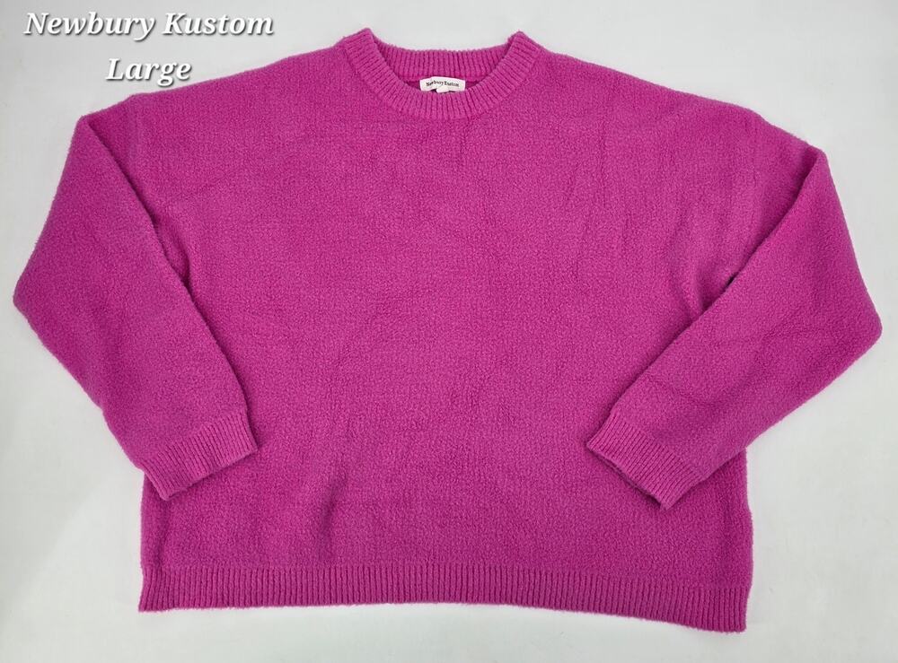 Newbury Kustom Fuchsia Pink Fuzzy Knit Sweater | Size Large